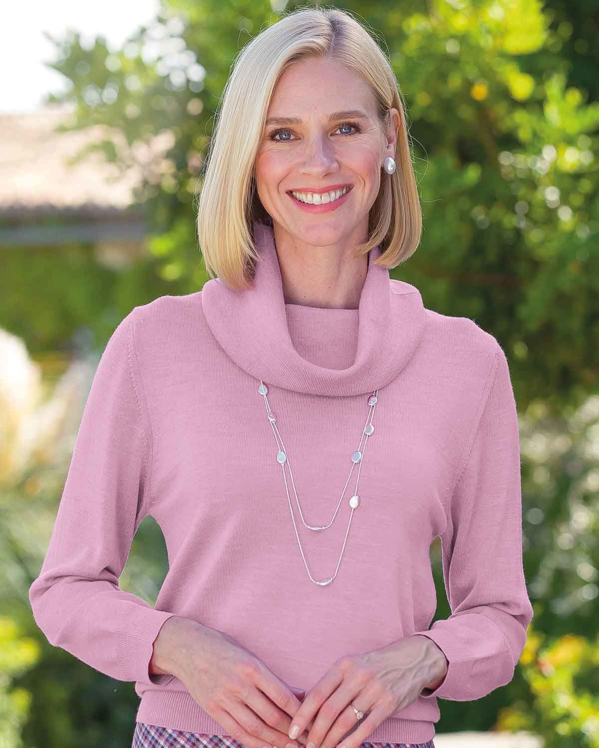 Pink cowl neck clearance sweater