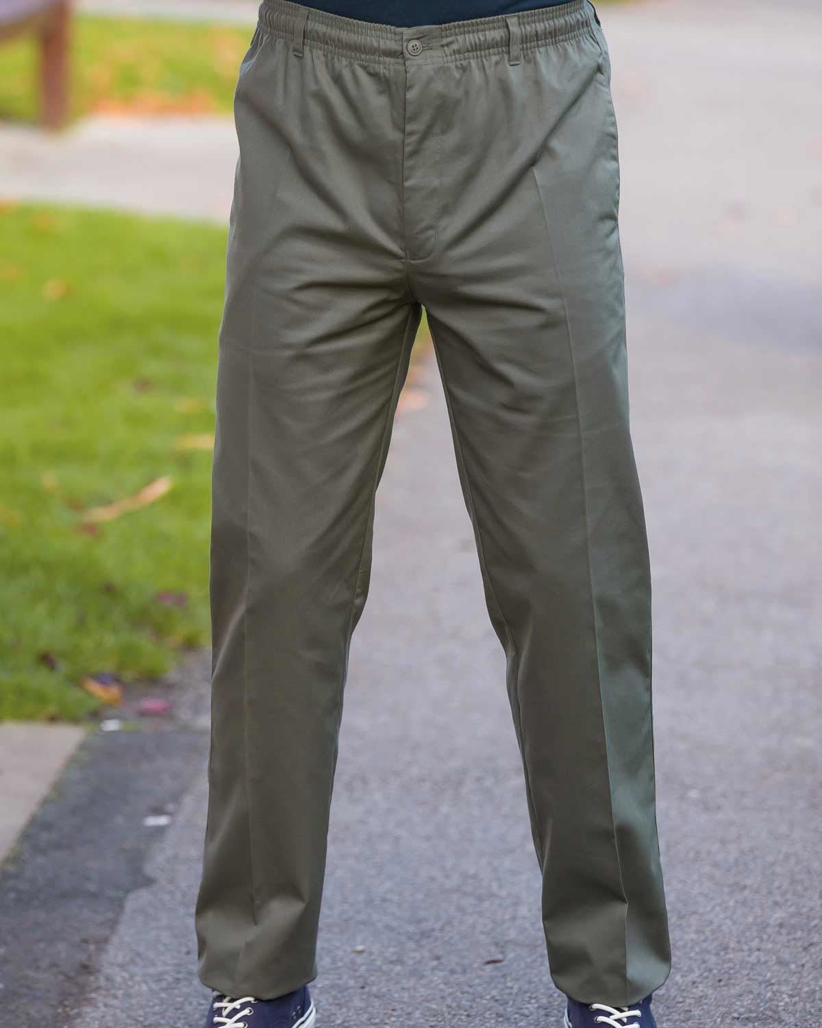 Mens Fully Elasticated Waist Trousers Button or Velcro Fastening  Care  Clothing