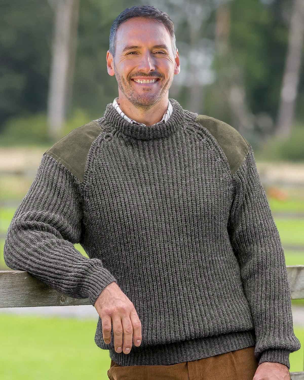 men's Fishermans chunky knit, crew neck, ribbed sweater