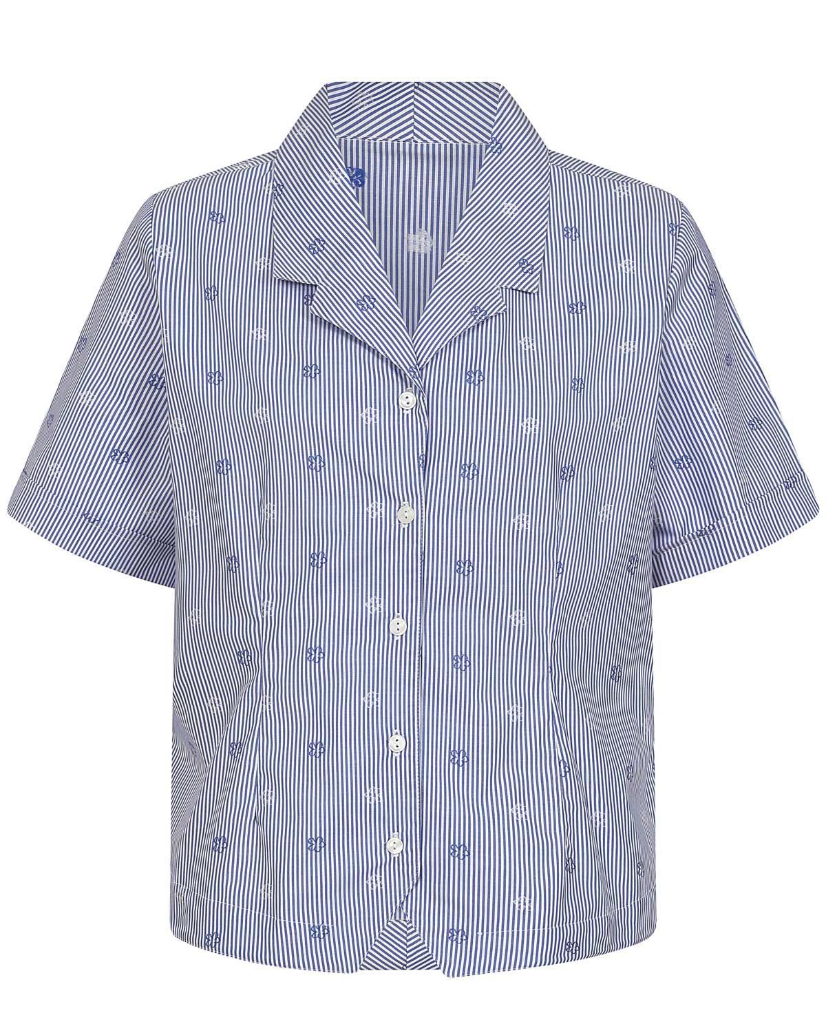Ladies Agatha patterned pure cotton short sleeve blouse.