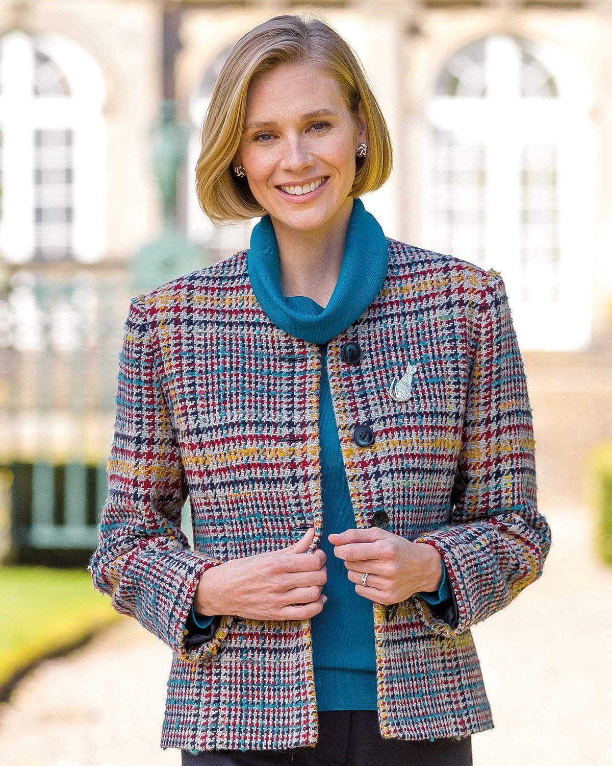 BOSS - Relaxed-fit tweed jacket with ribbed trims