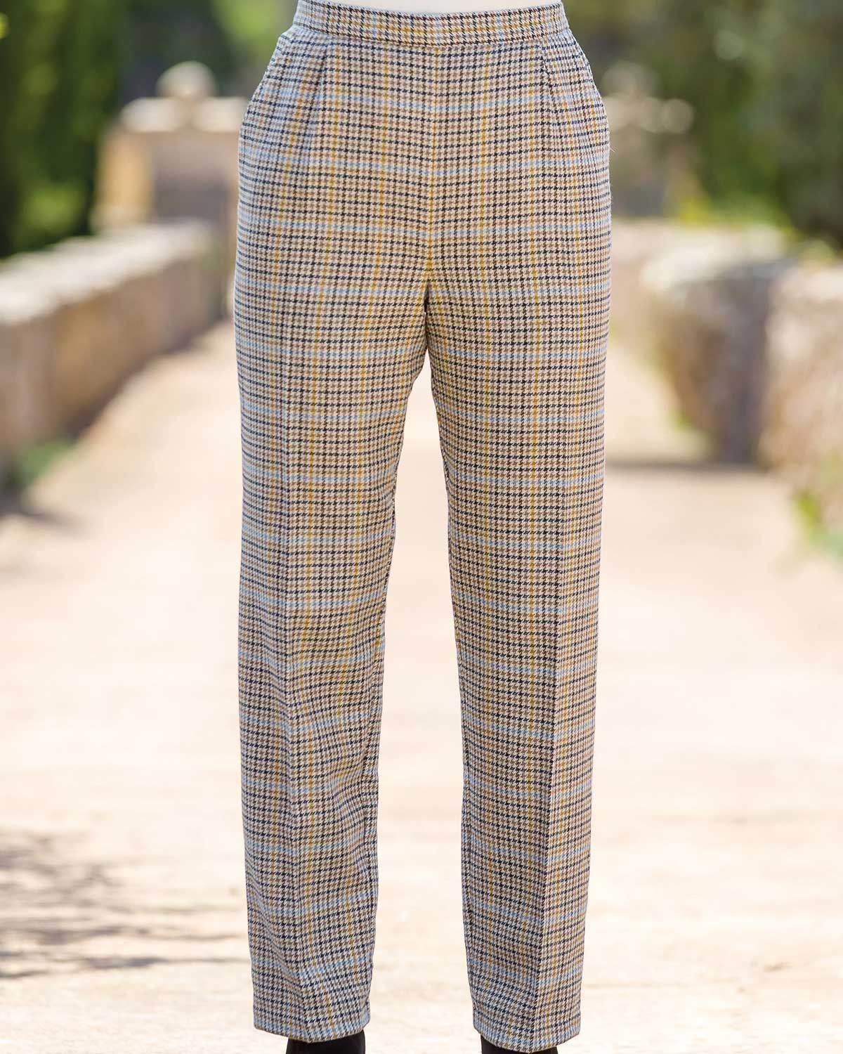 Check Wool Trousers in Ribbon - Women