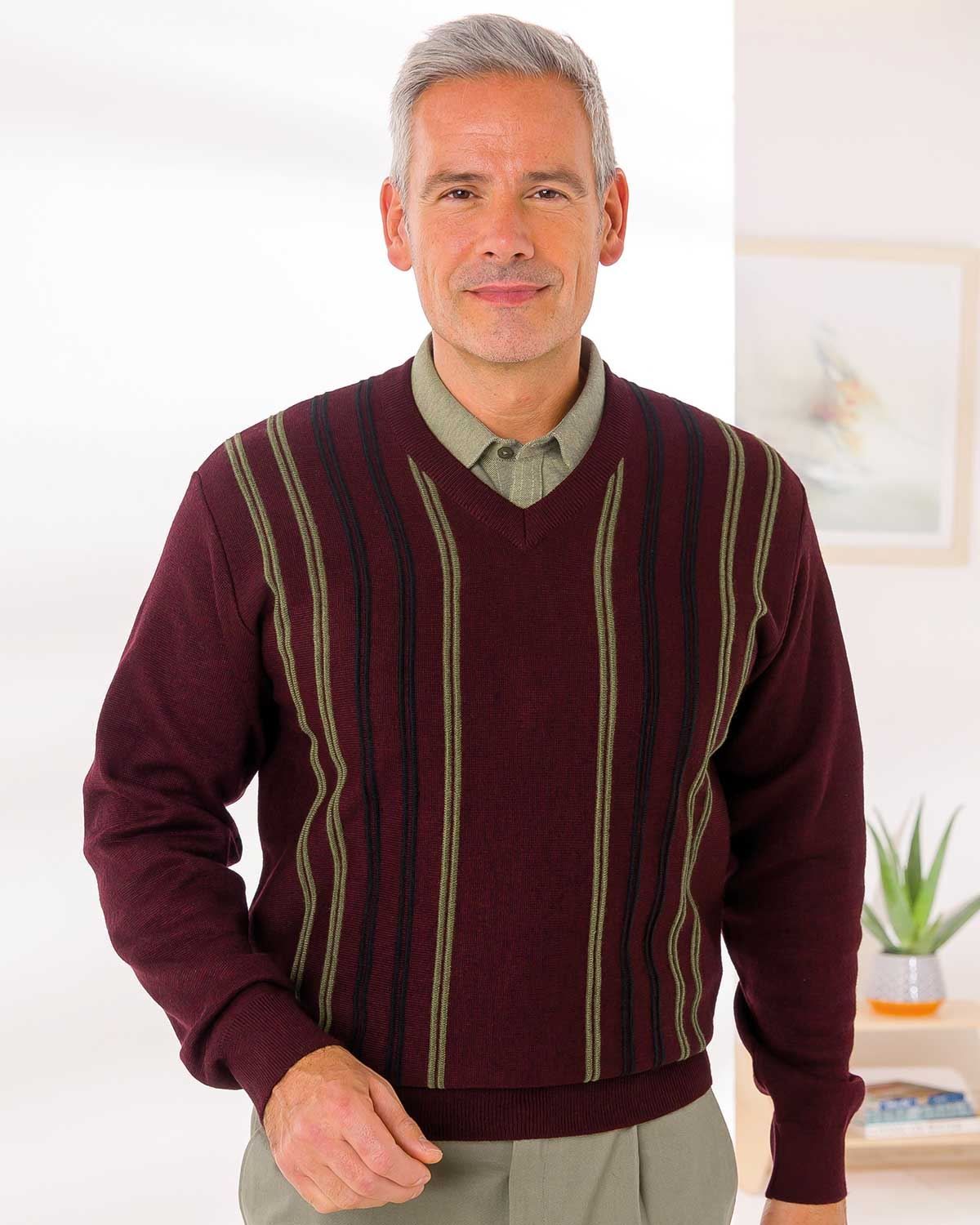 striped v neck jumper