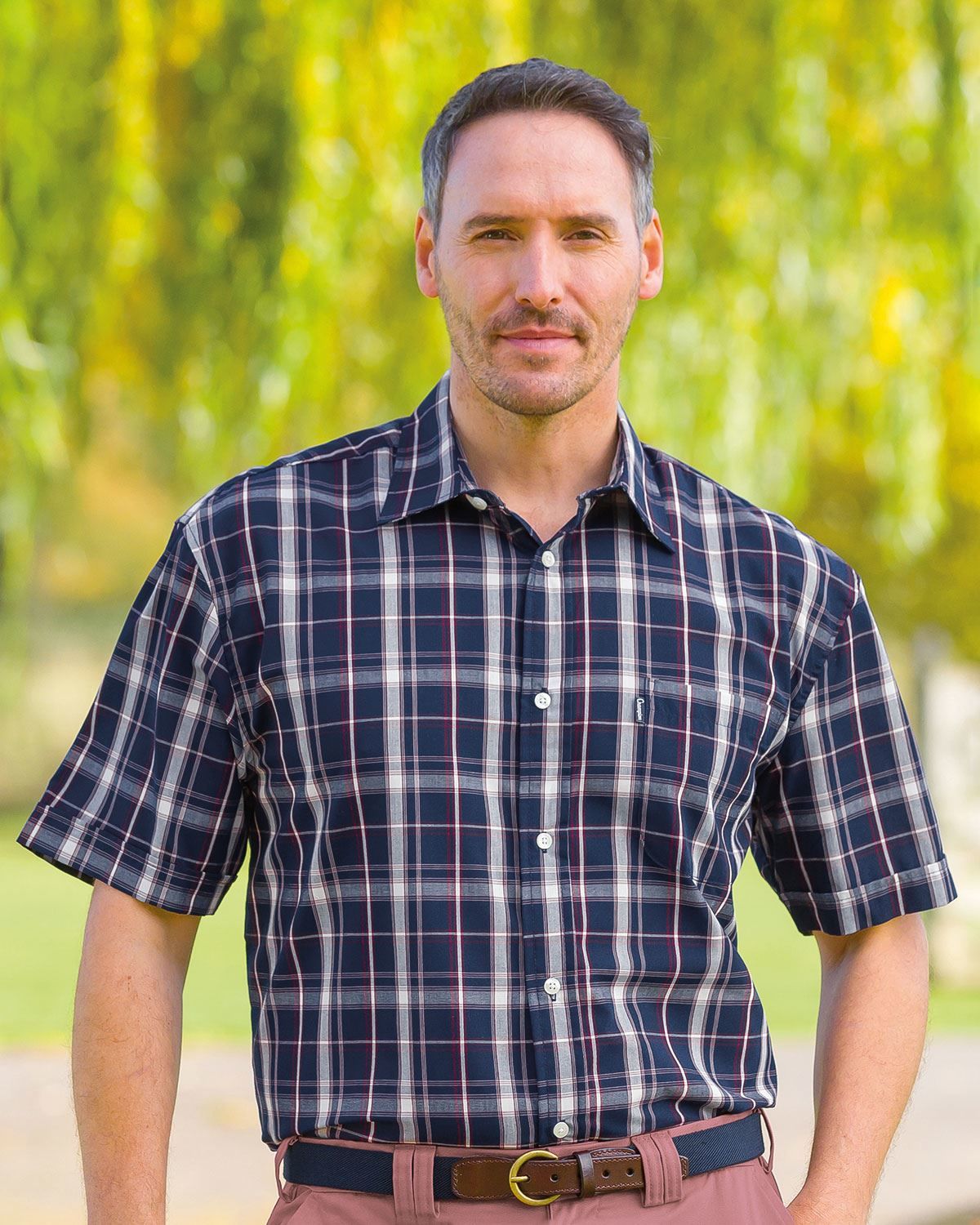 Preston Mens Short Sleeve Casual Check Shirt | James Meade