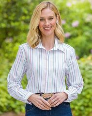 Kiki Striped Cotton Rich Long Sleeve Blouse