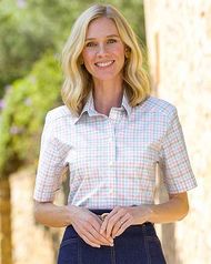 Tamsin Checked Pure Cotton Short Sleeve Blouse