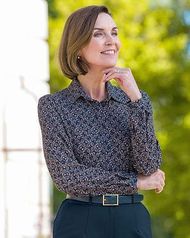 Brianna Patterned Viscose Long Sleeved Blouse