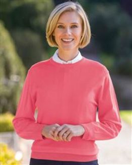 Ladies Merino Wool Crew Neck Jumper Sherbert Pink
