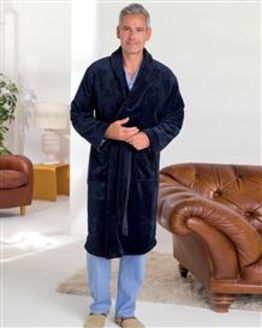 Navy Velour Dressing Gown