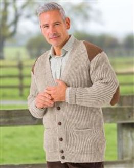 Natural Fishermans Rib Cardigan  Mens