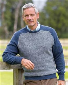 Herringbone Denim Lambswool Sweater