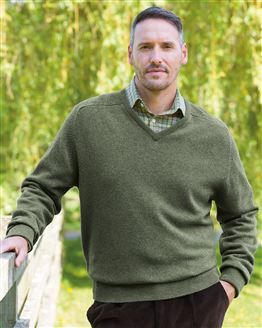 Lambswool V Neck Sweaters  Mens