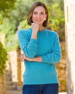 Lambswool Cable Crew Neck Sweater  Ladies