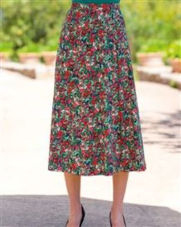 Coco Patterned Pull On Silky Cotton Skirt