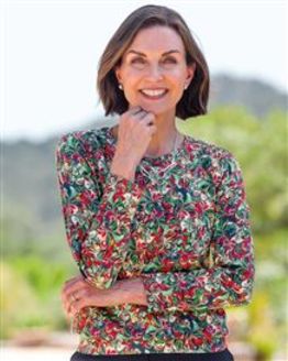 Coco Patterned Cotton Long Sleeve Blouson Top