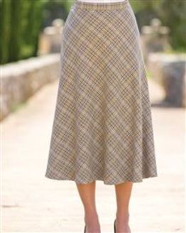 Camden Wool Blend Lined Tweed Checked Skirt