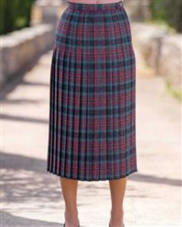 Croyden Lined Pure Wool Tweed Pleated Skirt