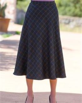 Bromley Lined Wool Blend Checked Skirt