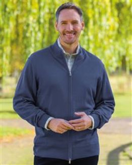 Declan Indigo Merino Blend Zip Cardigan Mens