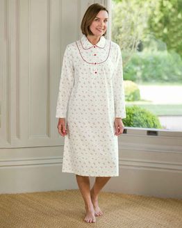 Slenderella Kathleen Floral Pure Cotton Long Sleeve Nightdress