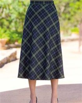 Islington Blackwatch Wool Blend Lined Checked Skirt