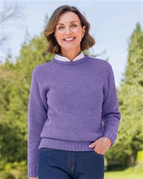 Ladies Crew Neck Shetland Wool Sweater | James Meade