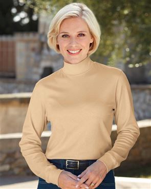 Ladies Cotton Camel Turtle Neck Top