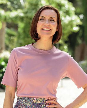 Silky Cotton Crew Neck Top - Bouquet