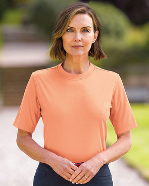 Silky Cotton Crew Neck Top - Papaya