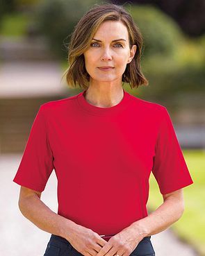 Silky Cotton Crew Neck Top - Red