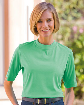 Silky Cotton Crew Neck Top - Spearmint