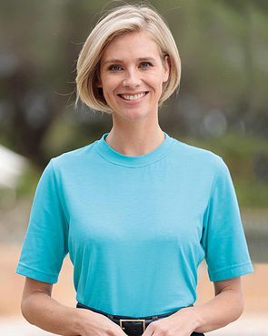 Silky Cotton Crew Neck Top - Turquoise