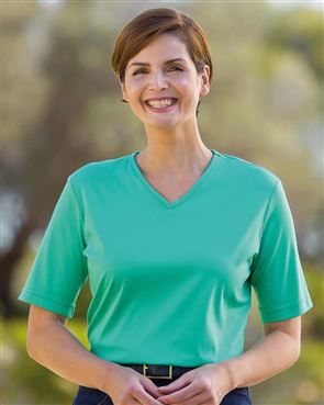 Silky Cotton Emerald V Neck Top 