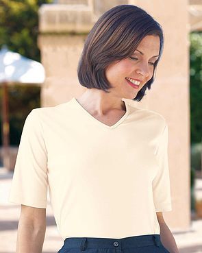 Silky Cotton V Neck Top - Cream