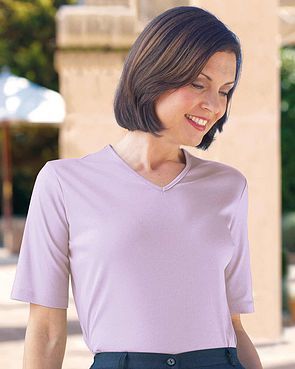 Silky Cotton V Neck Top - Lilac