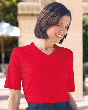 Silky Cotton V Neck Top - Red