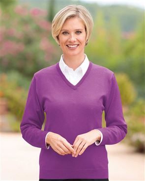 Ladies Merino V Neck Viola Sweater