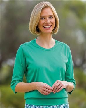 Plain Pure Cotton Emerald Blouson Top