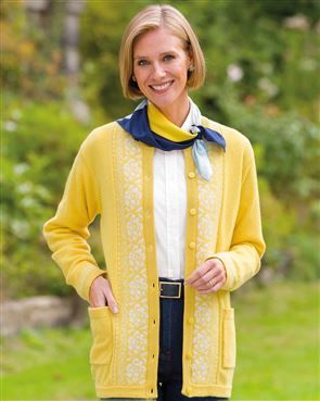 Louisa Crew Neck Lambswool Fairisle Ladies Cardigan