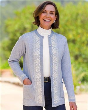 Louisa Crew Neck Lambswool Fairisle Cardigan
