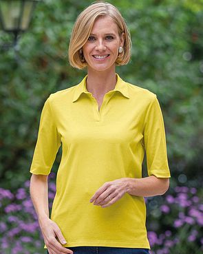 Silky Cotton Ladies Polo Top - Celery