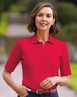 Silky Cotton Ladies Polo Top - Red
