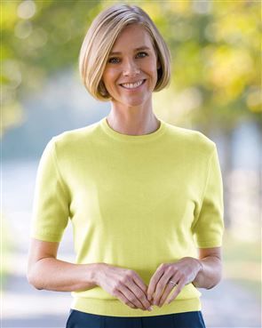 Merino Pistachio Short Sleeve Crew Ladies Jumper