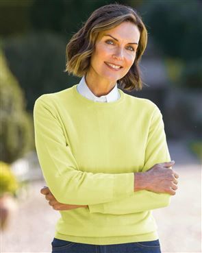 Ladies Merino Wool Crew Neck Jumper Pistachio