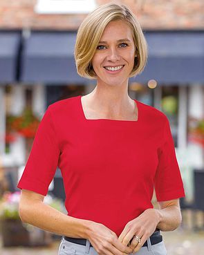 Silky Cotton Square Neck Top - Red