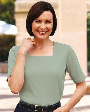 Silky Cotton Square Neck Top - Sage