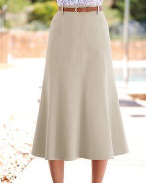 Chino Pure Cotton Twill Flared Skirt