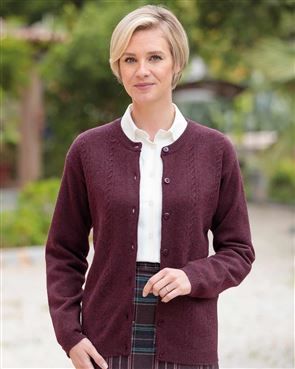 Lambswool Plum Cable Cardigan