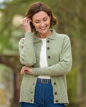 Ladies Cable Shetland wool cardigan | James Meade Ladies Cable Shetland wool cardigan | James Meade