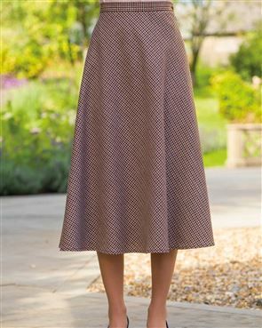 Santorini Wool Blend Checked Skirt 